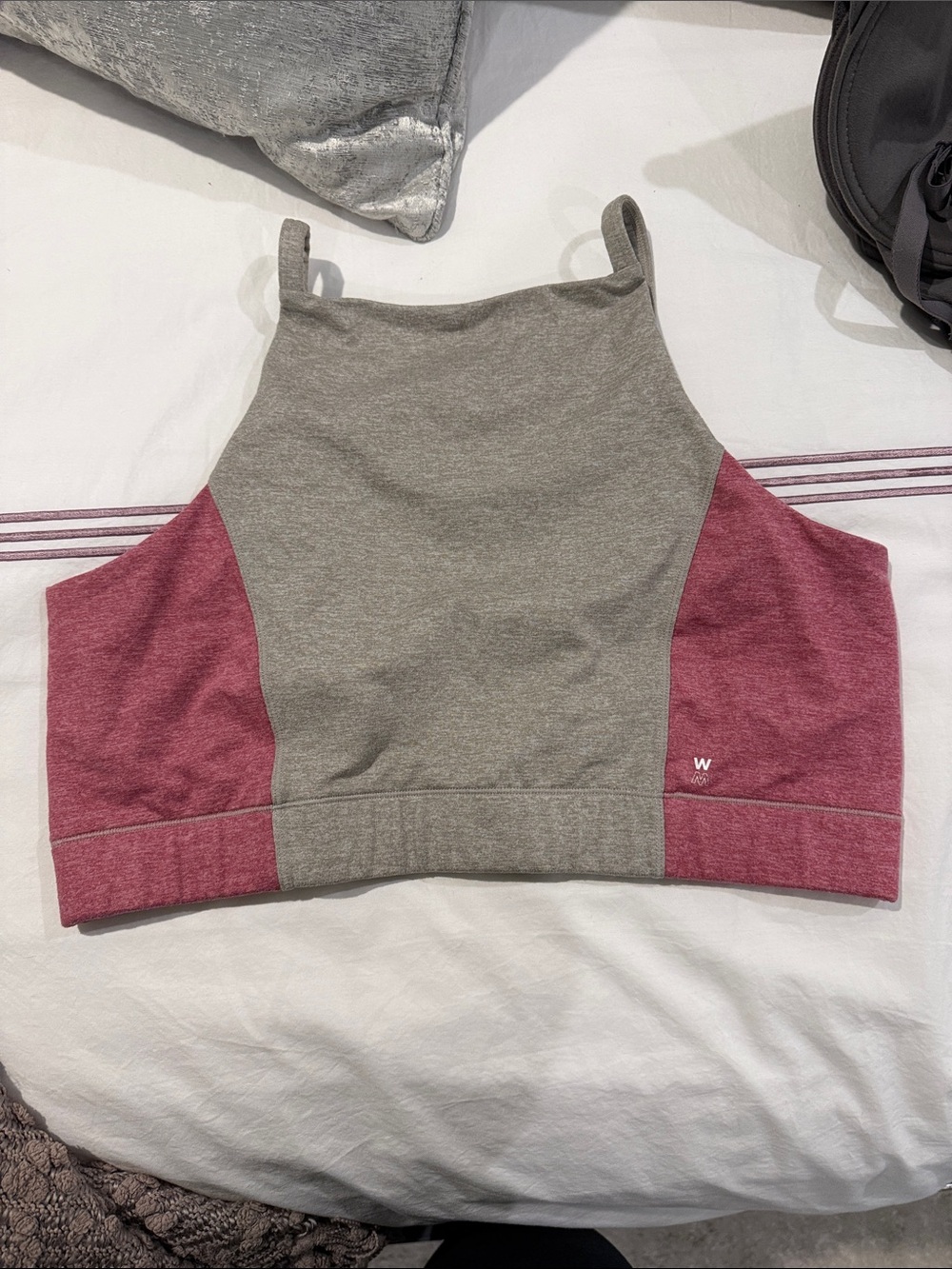 Workout Grey and Berry Colorblock Sports Bra - Picture 3 of 3